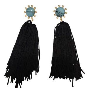 Baublebar Sugarfix Gold Faux Pearl Black Tassel Pierced Earrings